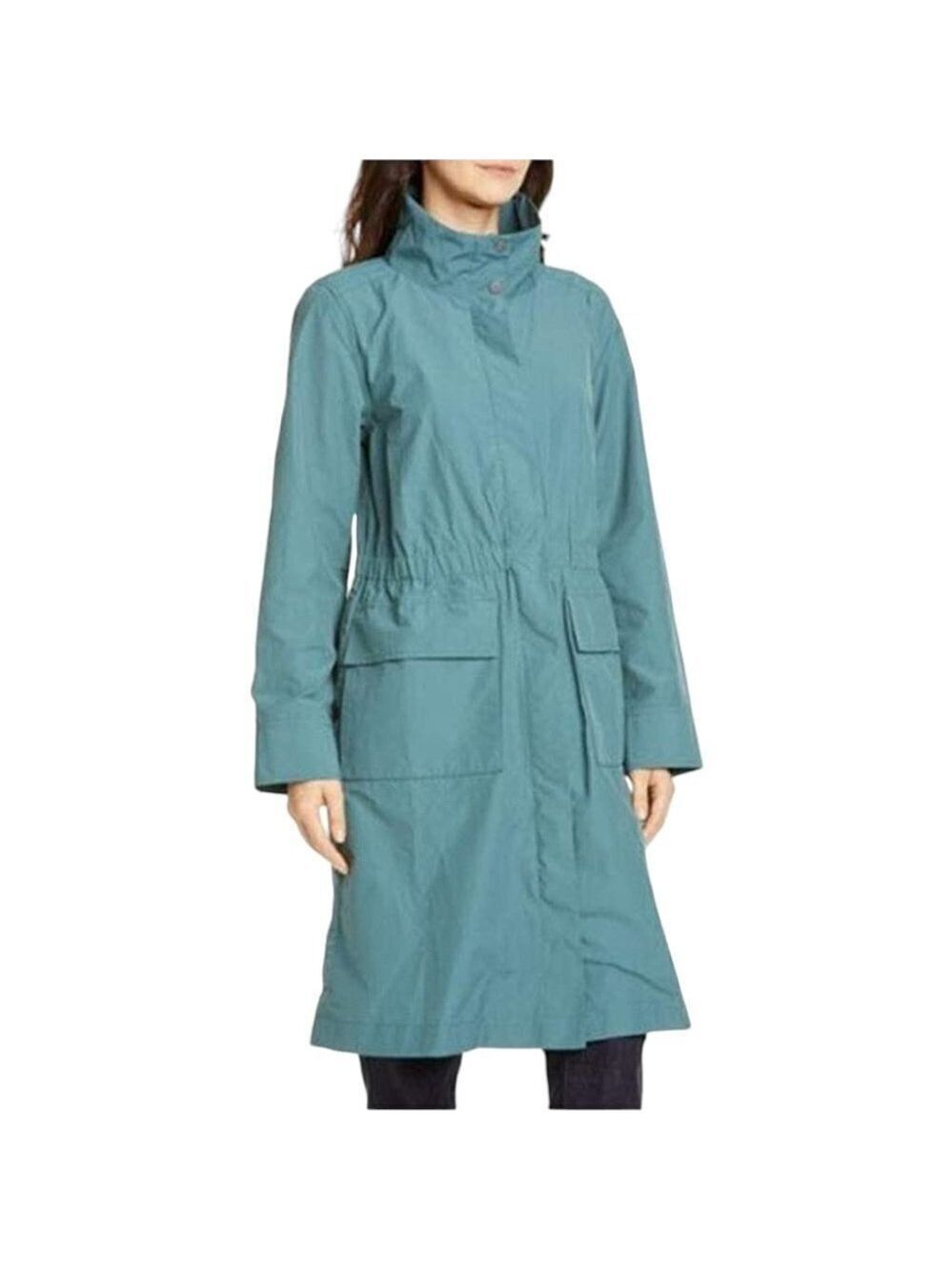 ** Eileen Fisher Teal Lightweight Scrunch Collar Coat Size XS